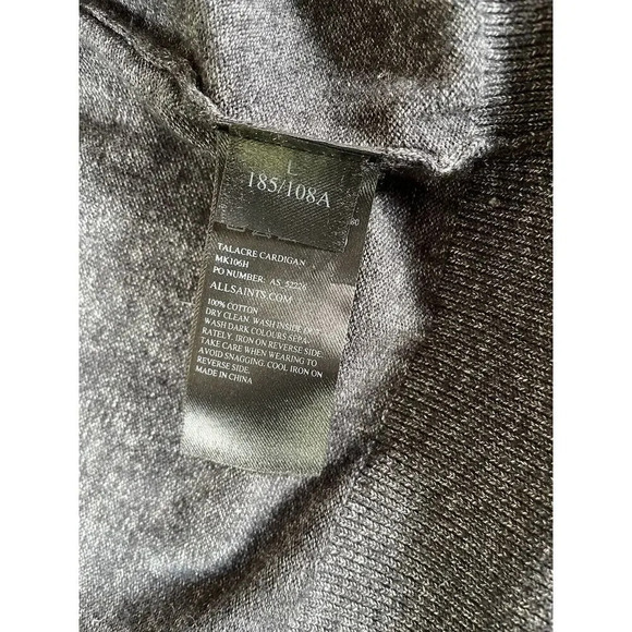 All Saints Men’s Talacre Button Front Elbow Patch Cardigan Gray Size Large - Picture 4 of 6